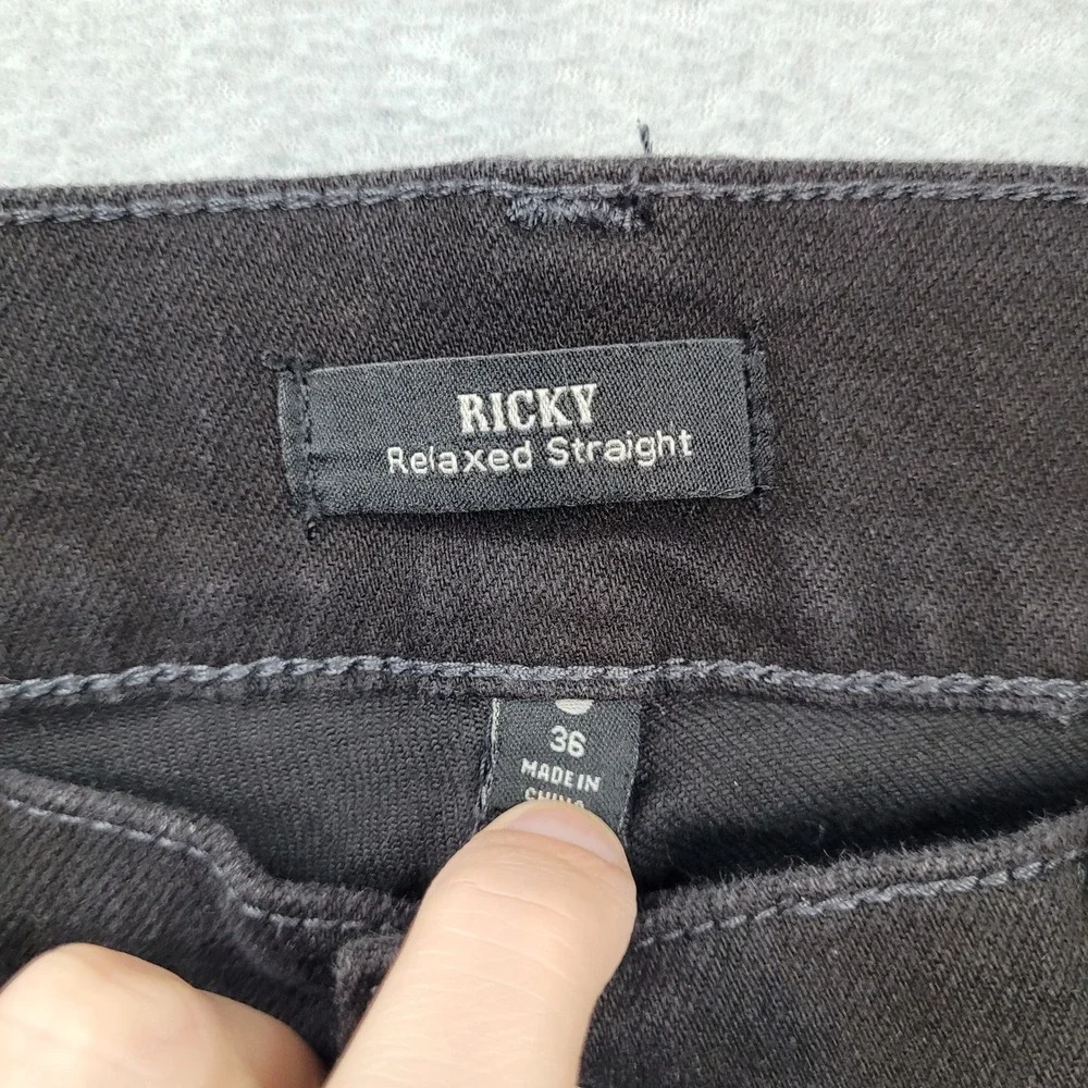 True Religion Ricky Relaxed Straight Mens 36 Black Cut Off Denim Jean Shorts